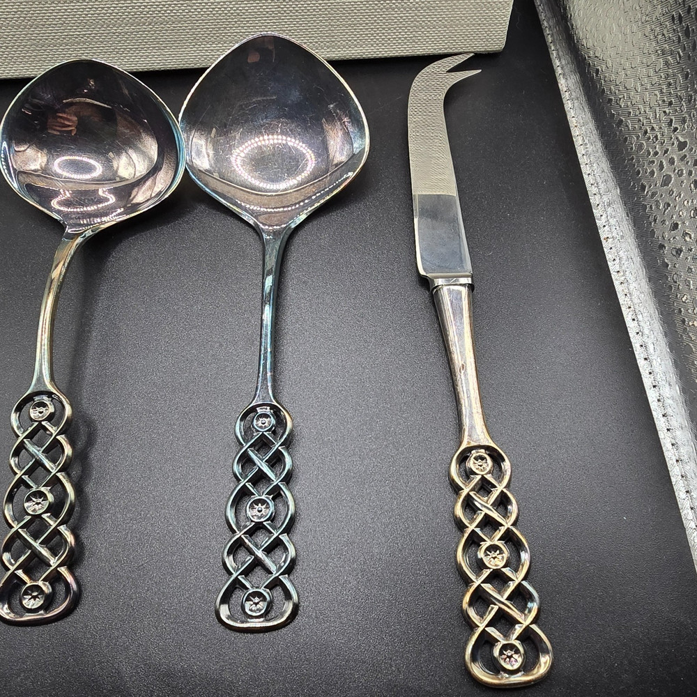 vintage 5 piece David Andersen 830s Silver Ringebu Serving Set spoon knife fork