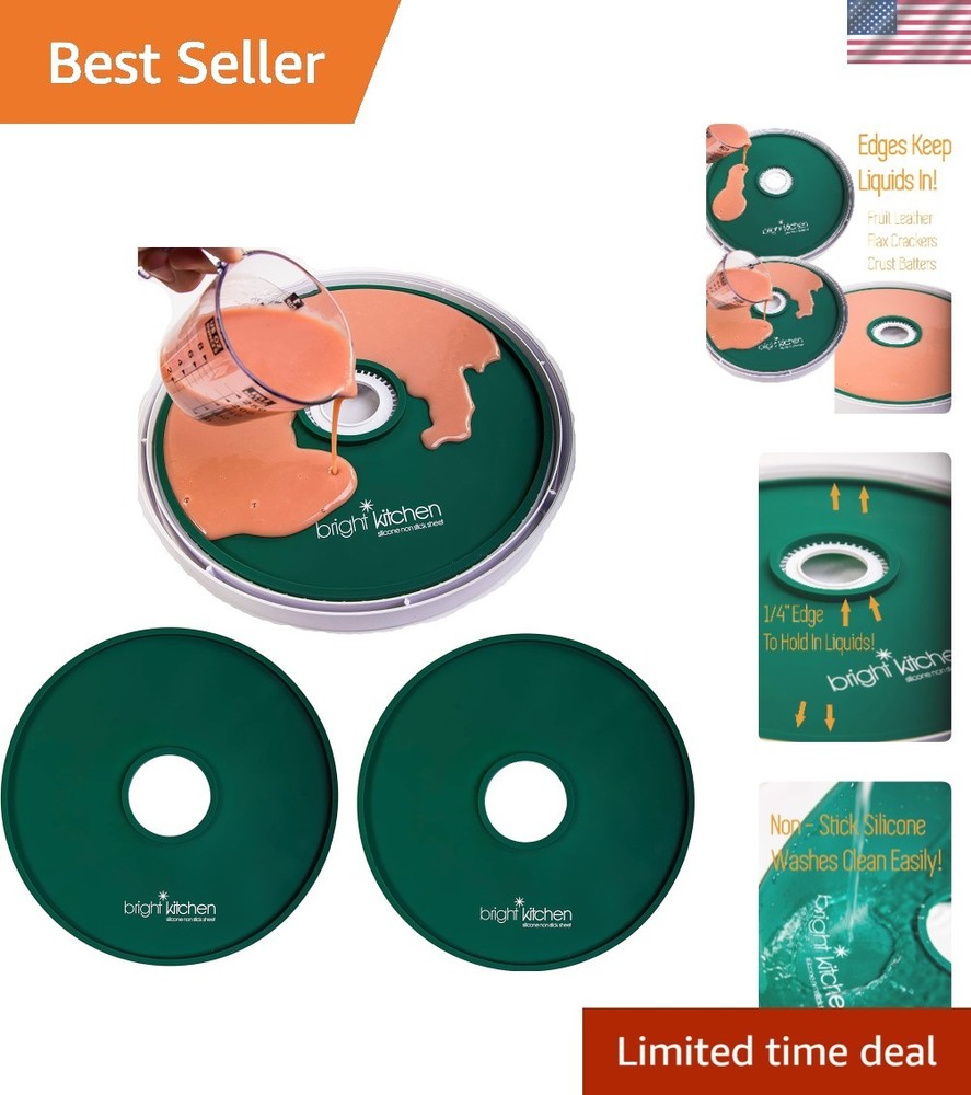 2 Fruit Leather Silicone Dehydrator Sheets with EDGES Compatible With Presto Rou