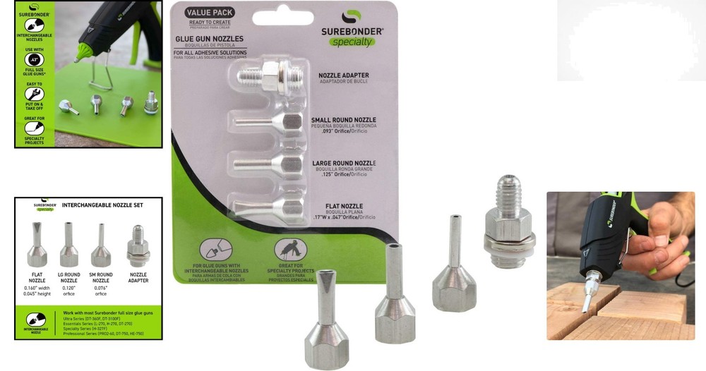 Versatile Interchangeable Hot Glue Gun Nozzle Set - 4 Pack, Precision Crafting