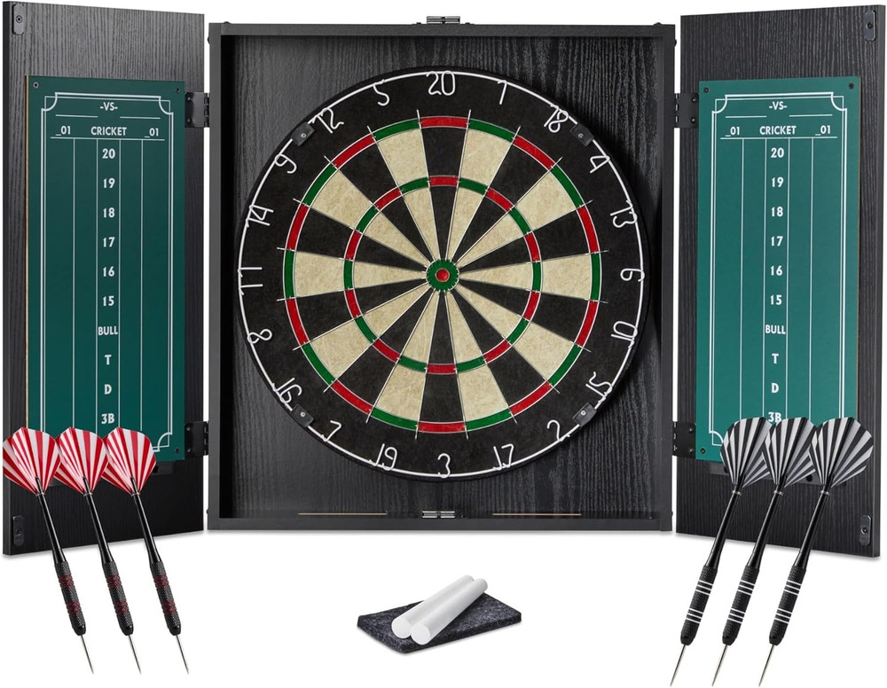 Amazon Basics Dartboard Cabinet Set
