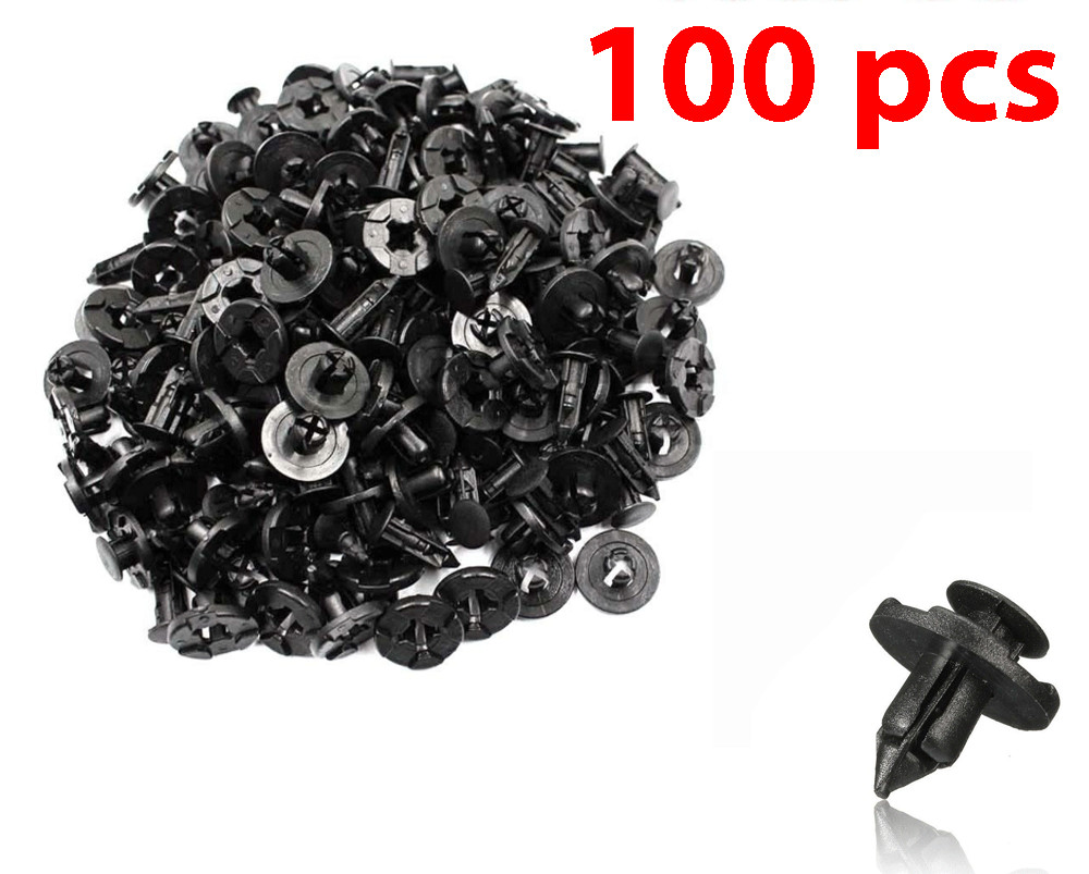 8mm Bumper Clips Retainer Rivets Fastener Plastic Push 100Pcs