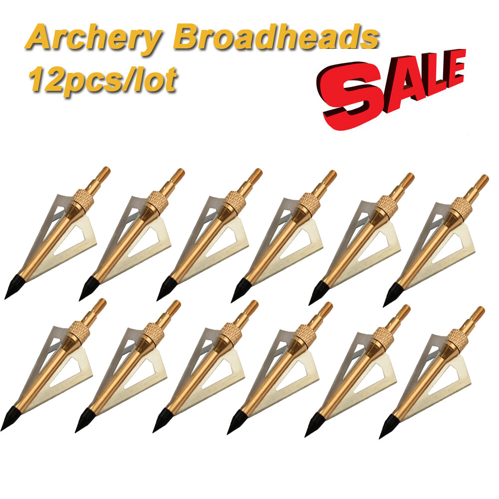 Hunting Arrowheads 100gr Screw Tips 3Blade Broadheads Archery Bow Arrow Points