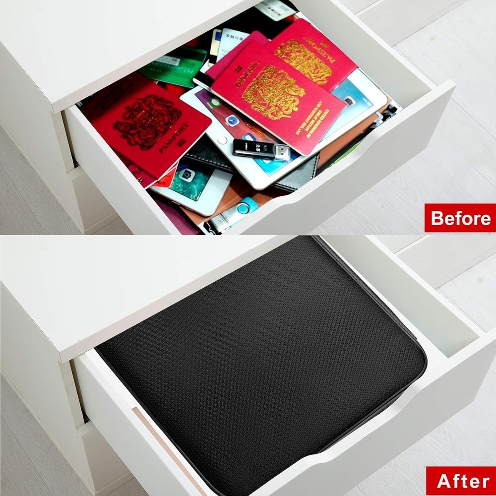 Fireproof Document Bag with Lock, File Storage Case with Water-Resistant Zipper