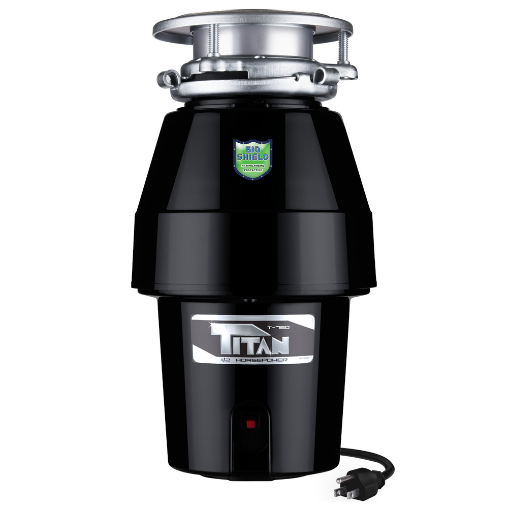 Titan 1/2 HP Mid Duty Kitchen Garbage Disposal with Cord, Stopper, Splash Guard