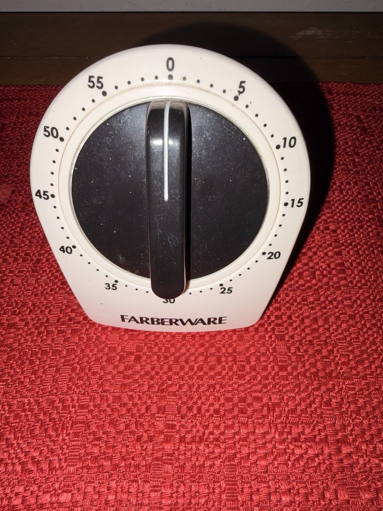 Farberware 60 Minute Manual Kitchen Timer  White Dial Works Tested