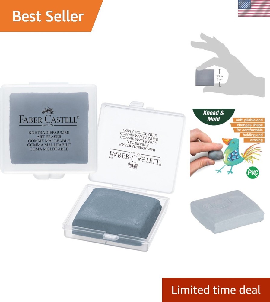 Versatile Grey Kneaded Eraser with Storage Case - Ideal for Drawing & Sketching