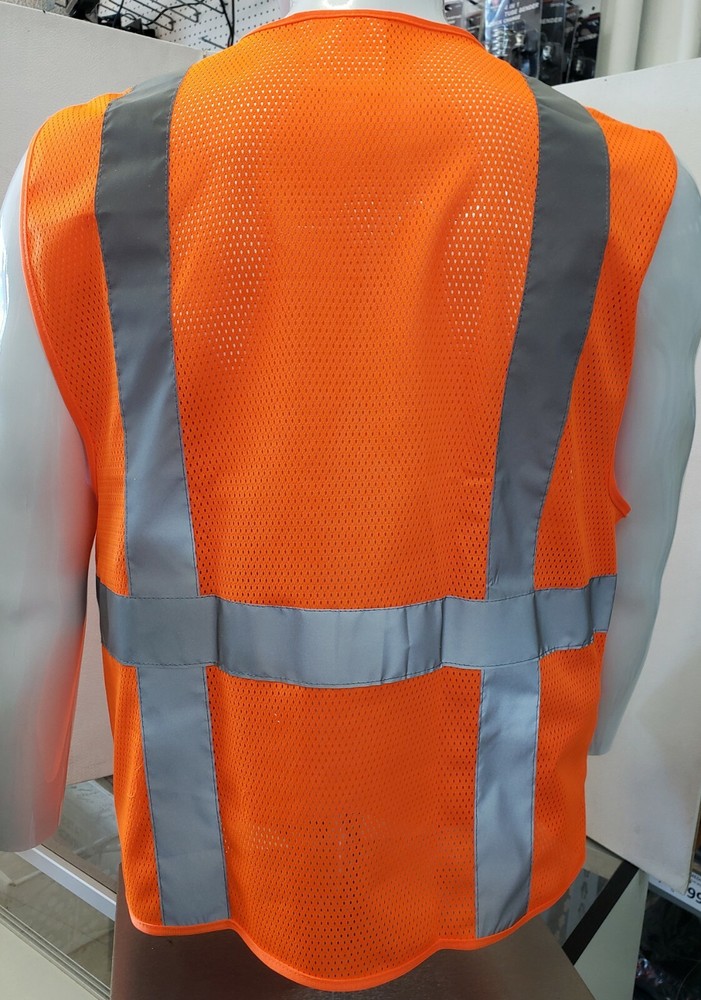 FX Class 2 High Vis Orange Safety Vest: Solid Front/ Mesh Back Small to 3-XL