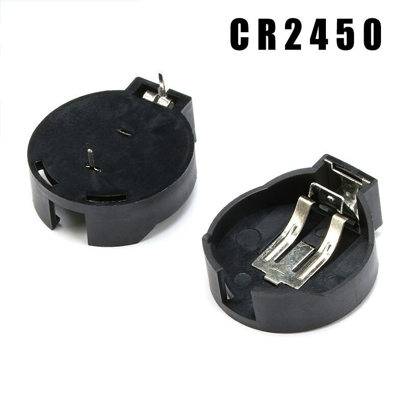 Button Coin Cell Battery Socket Holder Case Storage Plastic Box 3V Black CR2450
