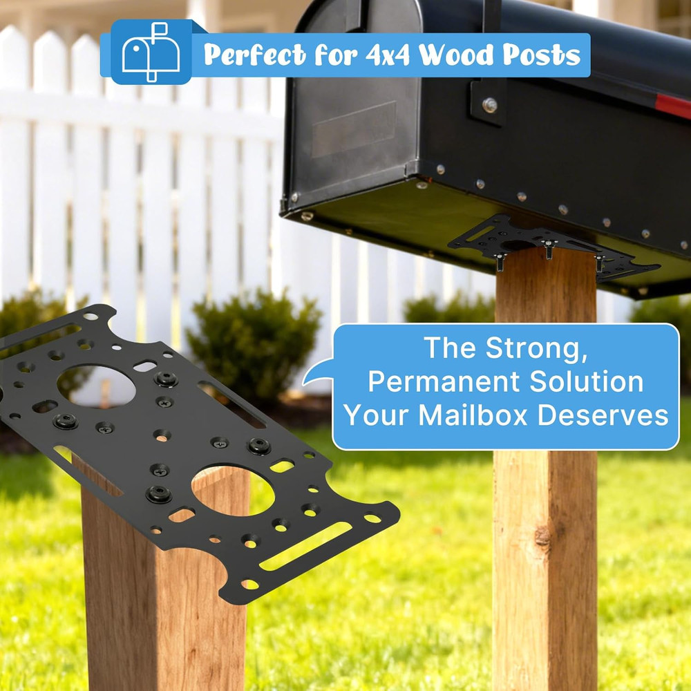 Mailbox Post Mount Bracket, Plate for Mounting Board Mailboxes & Accessories, Co