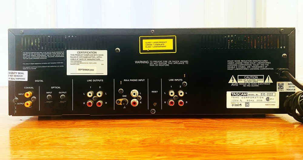 Tascam CC-222 Cassette/CD Recorder and Player COMO, Tested Fully Functional