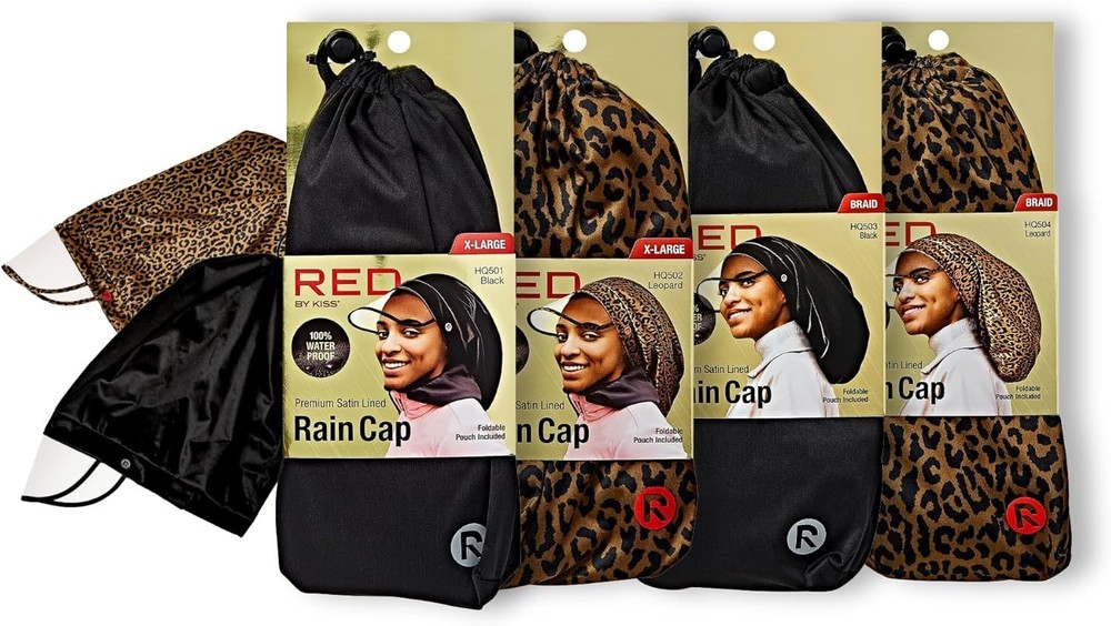 Satin Lined Rain Cap, 100% Waterproof Hair Protection, Adjustable Strap, Pack...