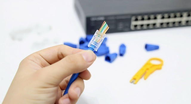 Ethernet Crimp Tool Kit - Pass Through Crimper, Cable Tester, Stripper & 50 Conn