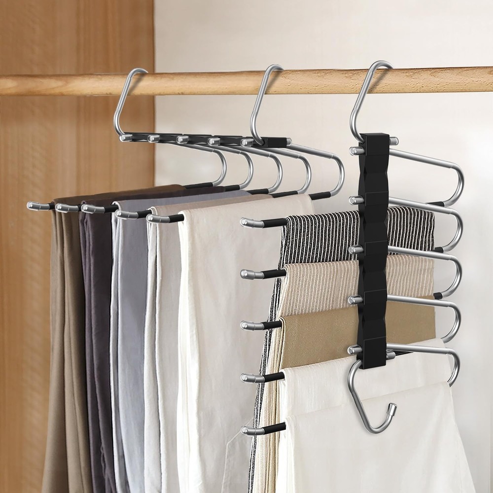 2 Pack Pants Hangers Space Saving Antislip Multifunctional Pants Rack Thickened