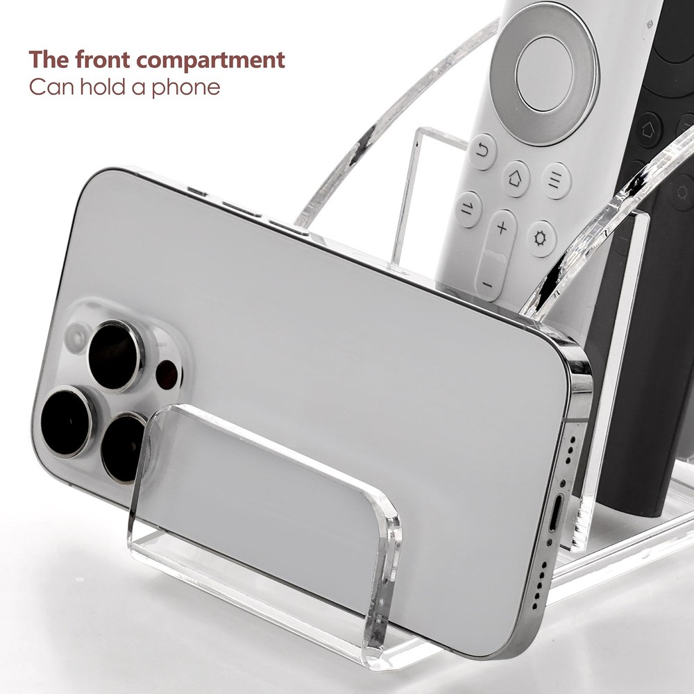 Acrylic 5 Compartments Remote Control Holder, Multi-functional Bedside Couch ...