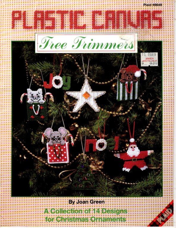 PLAID PLASTIC CANVAS TREE TRIMMERS 14 CHRISTMAS ORNAMENTS