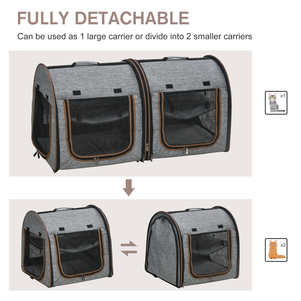 39"Portable Soft-Sided Pet Cat Carrier w/2 Zippered Netting Doors&2 Mesh Windows