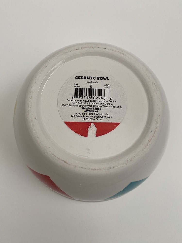 Heart Ceramic Bowl Valentines Conversation Hearts 6”