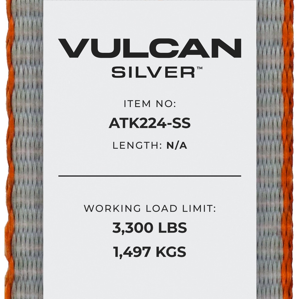 VULCAN Silver Series Axle Strap Tie Down Kit - Snap Hook Ratchet Straps