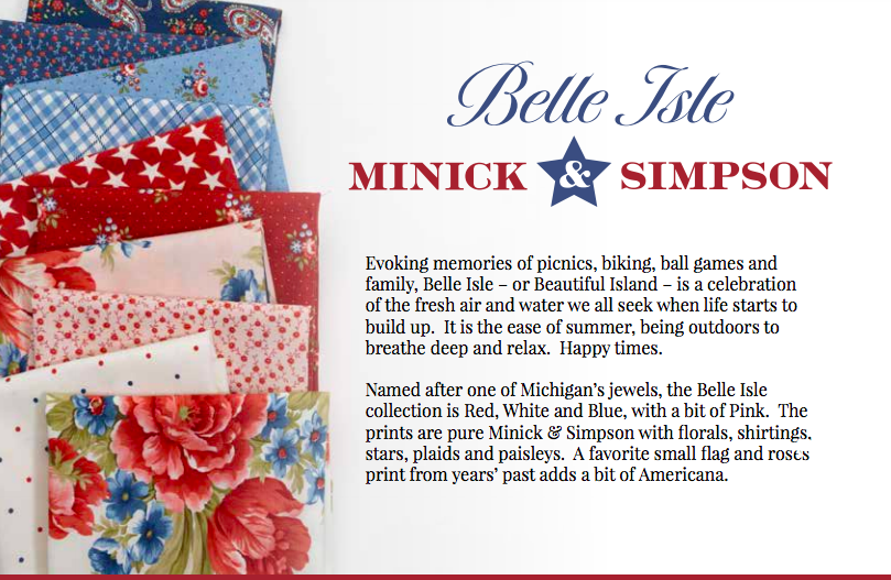 Moda BELLE ISLE Minick & Simpson LAYER CAKE 42 10" Squares Red White Blue