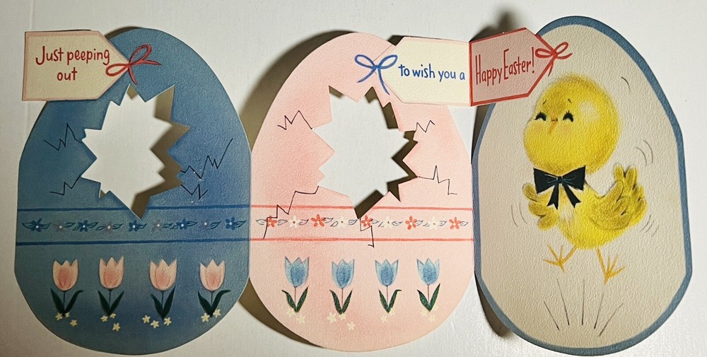 Hallmark Easter Card Greeting Egg Chick Folding Card Happy Easter Tulip