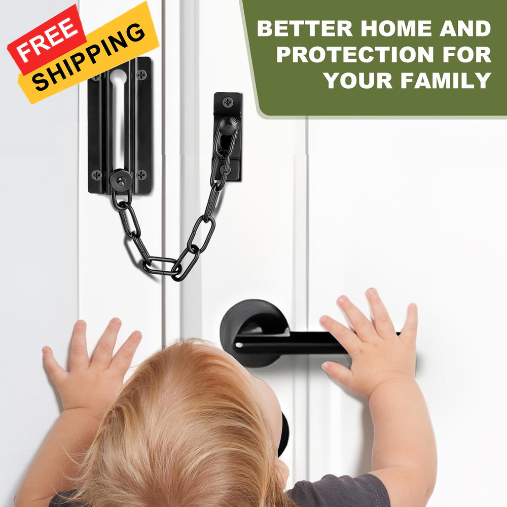 2 Pack Door Chain Lock Black, Security for Inside Door, Premium...
