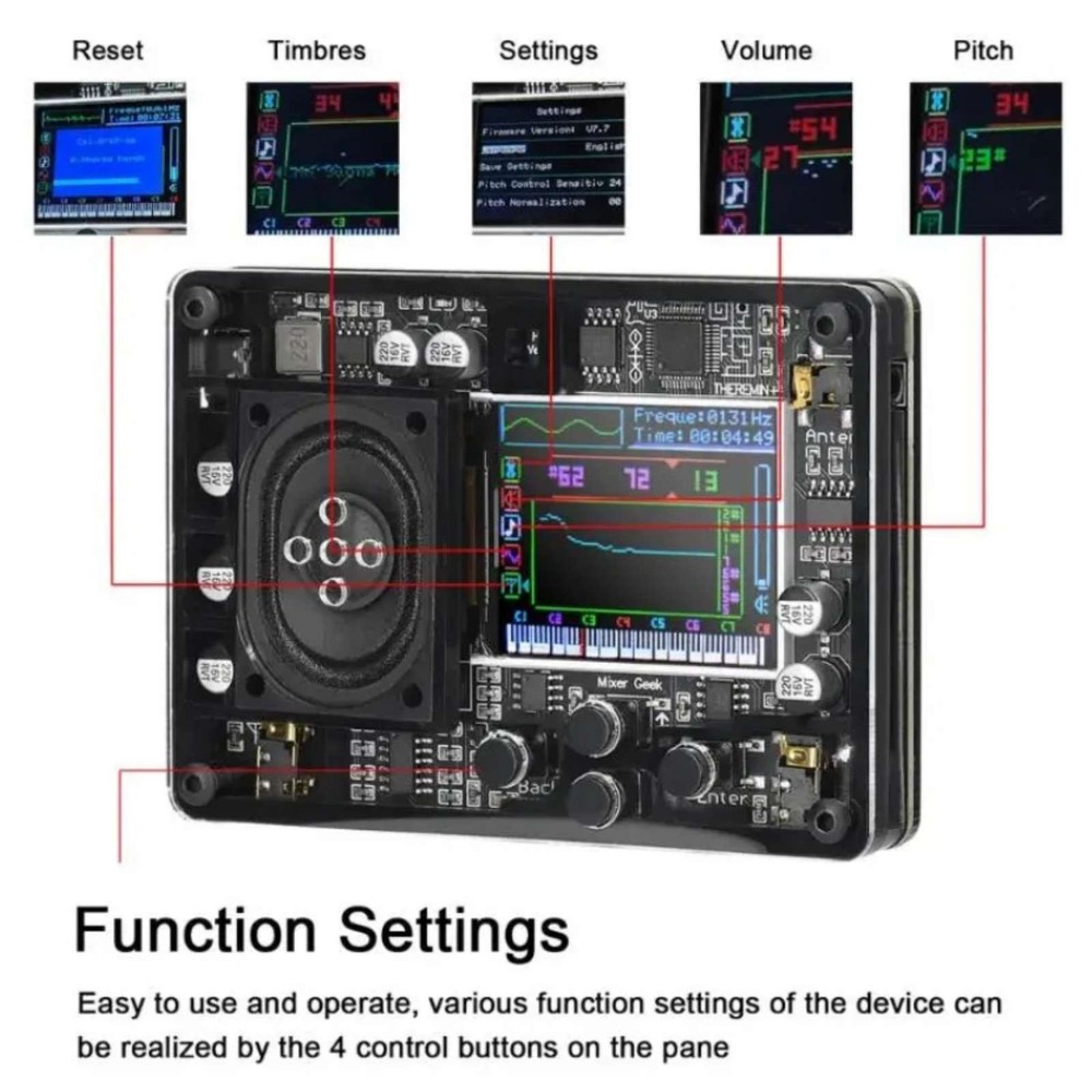 New Mini Theremin Creative Musical Electronic Instrument OLED Screen Display