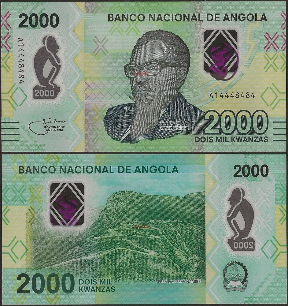 Angola 4 NOTE SET 200-2000 Kwanza 2020 Polymer Neto Banknotes@Ebanknoteshop