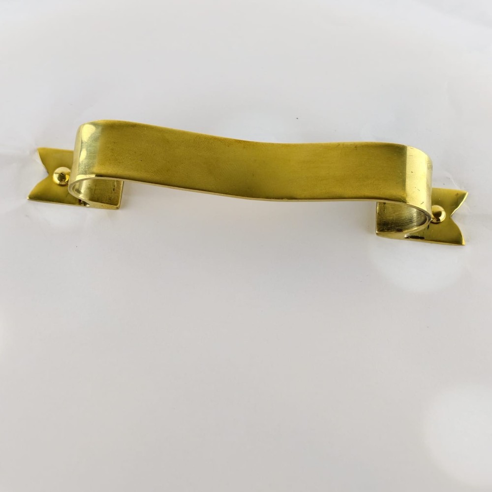 6 D PULL 6" handle heavy ribbon solid heavy brass old style kitchen GRAB 15 cm