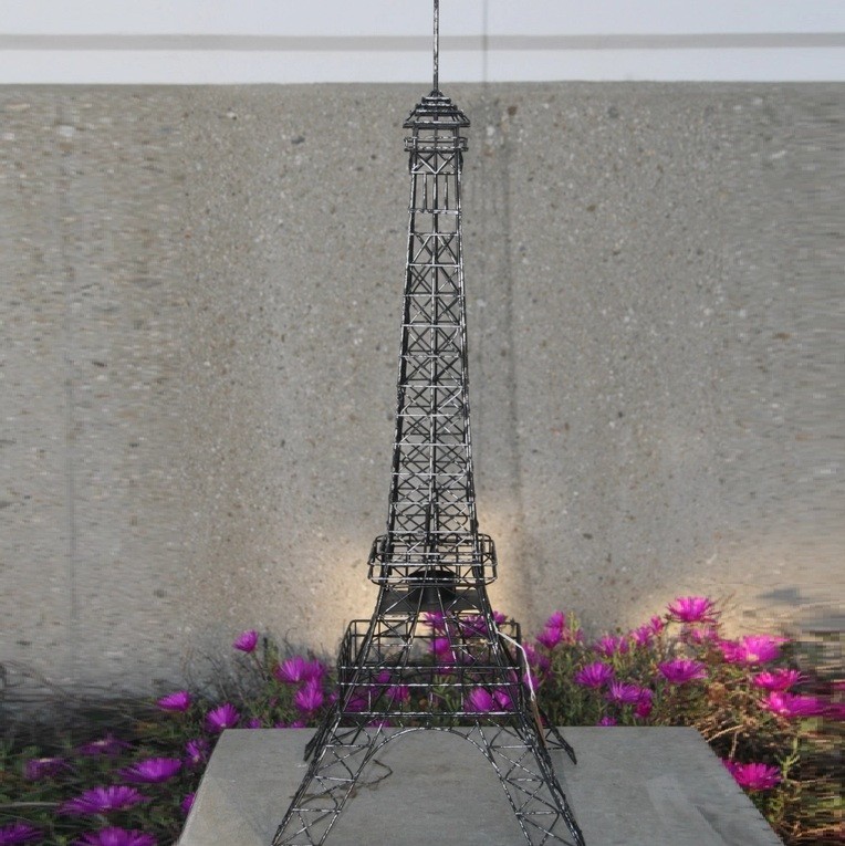 28" Tall Black Wire Eiffel Tower with Tealight Holder