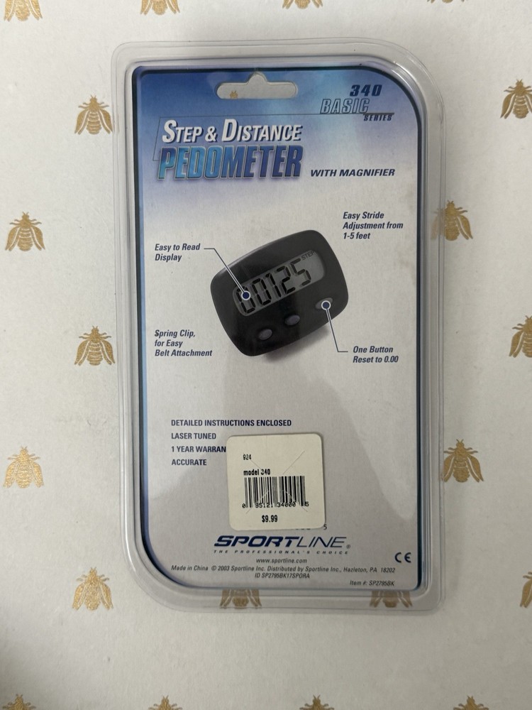 Sportline 340 Multi-Function Pedometer Simple Belt Clip Steps Distance (Sealed!)