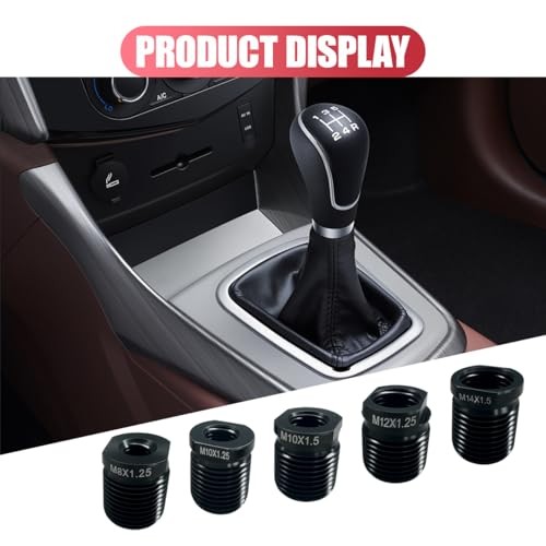 5PCS Gear Shift Knob Thread Adapter Kit - Aluminum Alloy Universal Manual Black