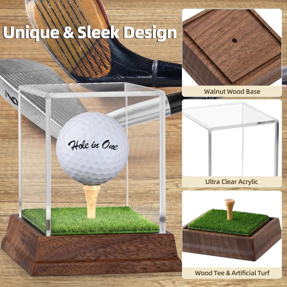 Golf Ball Display Case Hole in One Holder Wanult Clear