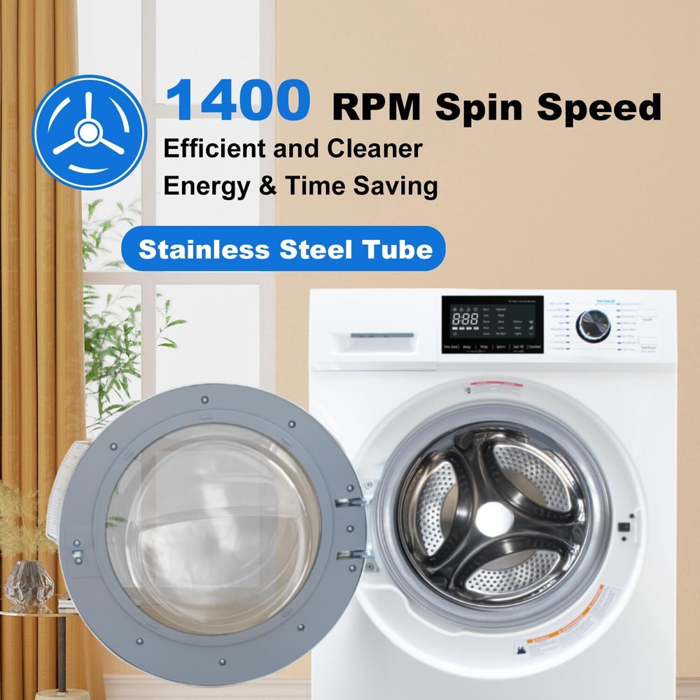 Smad 2.7cu.ft Compact 14 Washing Programme Space Saving Washer large-capacity