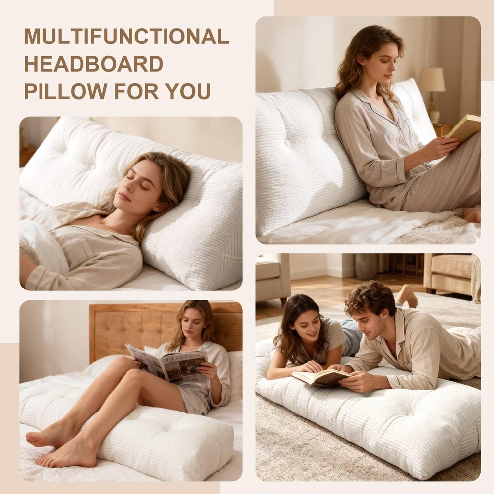 Wedge Pillow Headboard Twin/Twin XL Triangular Bed Wedge Pillow for Headboard...