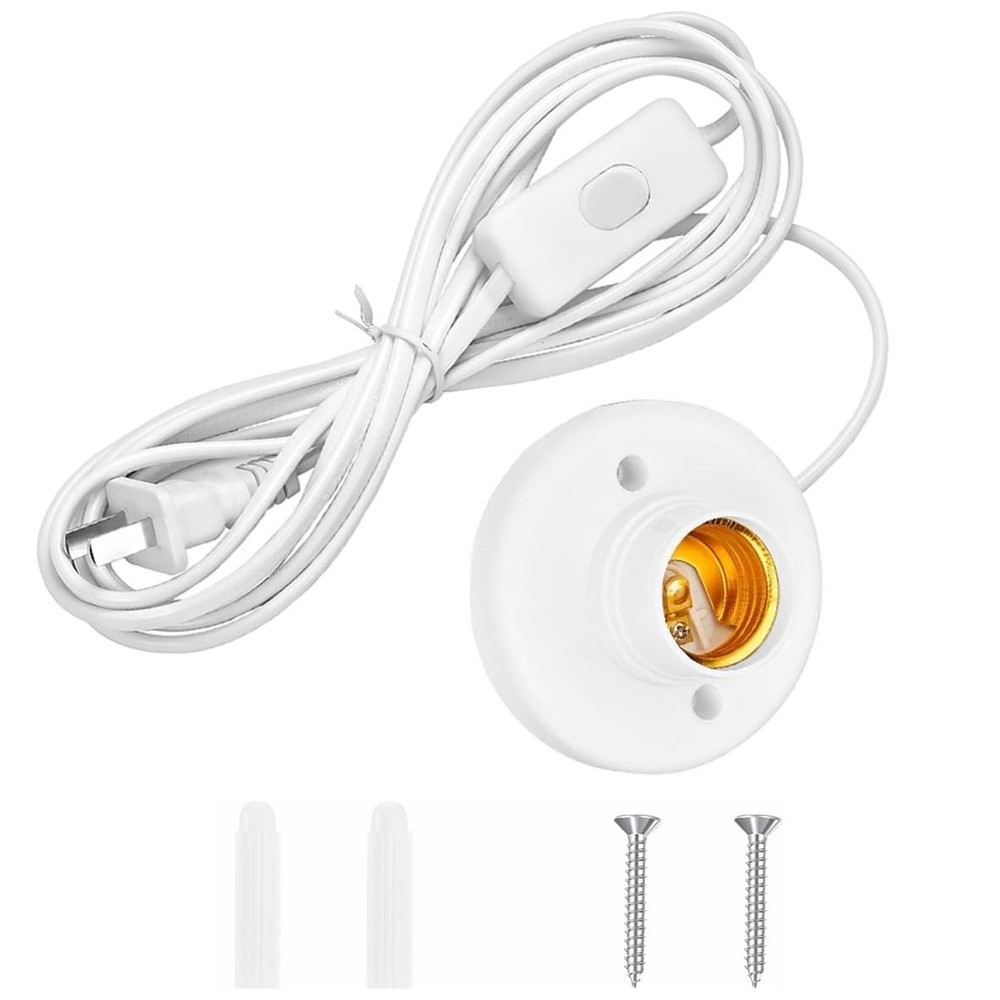 15FT Light Bulb Base with Cord E26/E27 Light Socket with On/Off Switch, 110V-250