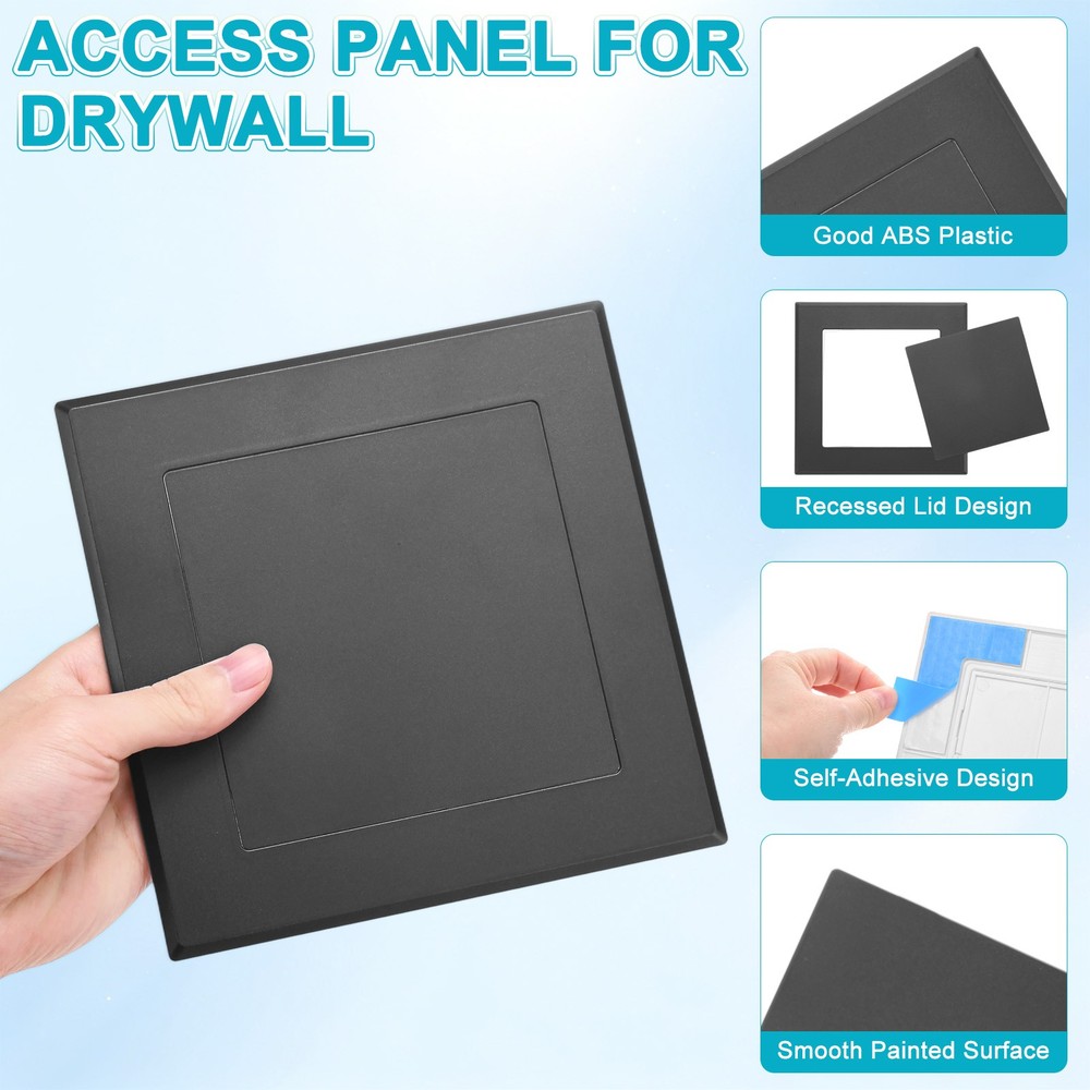 2-Pack Access Panel for Drywall, 5x5" Plastic Removable [Black, Square]
