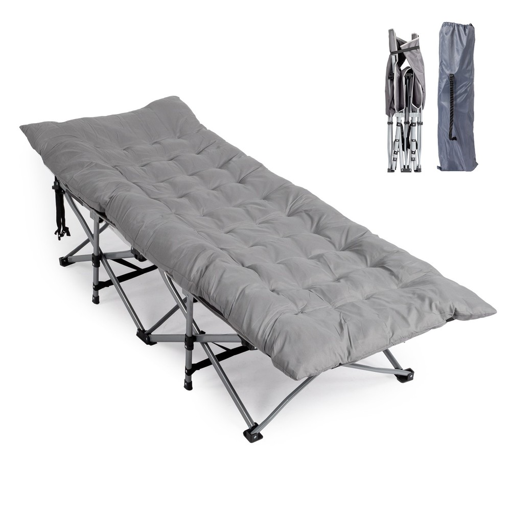 Folding Camping Cot Bed with Soft Pad, Portable Outdoor Cot