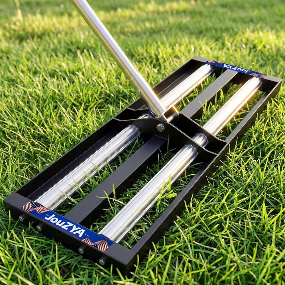Updated Lawn Leveling Rake 17"X10", Lawn Leveler with Aluminum Rollers, Yard Lev