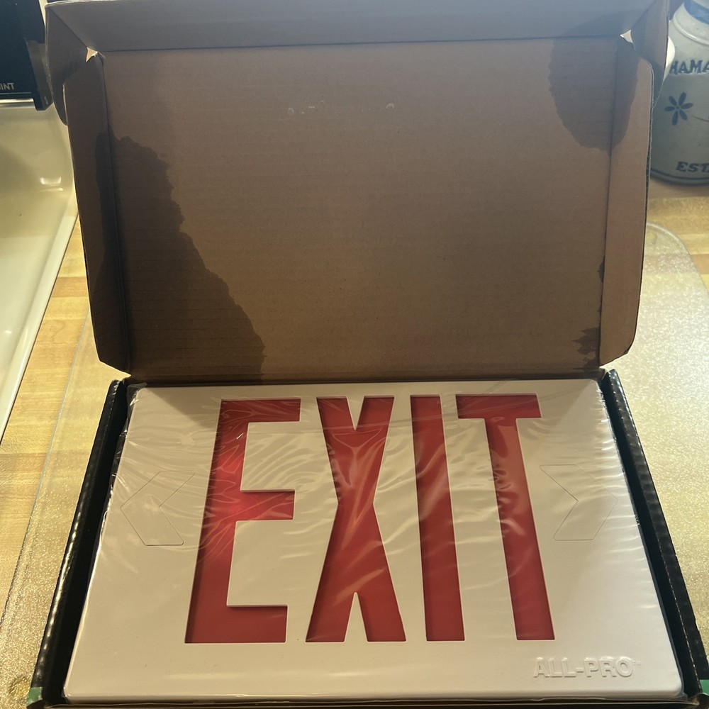 NEW - Exit Emergency Light Hardwired Exit Sign LED Light 2 Color ALL-PRO