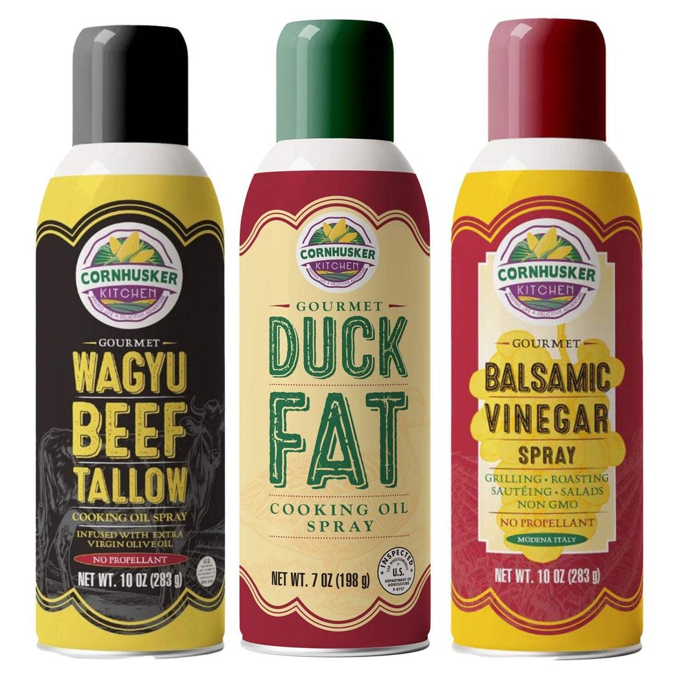 Cornhusker Kitchen Spray Bundle | Duck Fat, Beef Tallow & Balsamic Vinegar | Cor