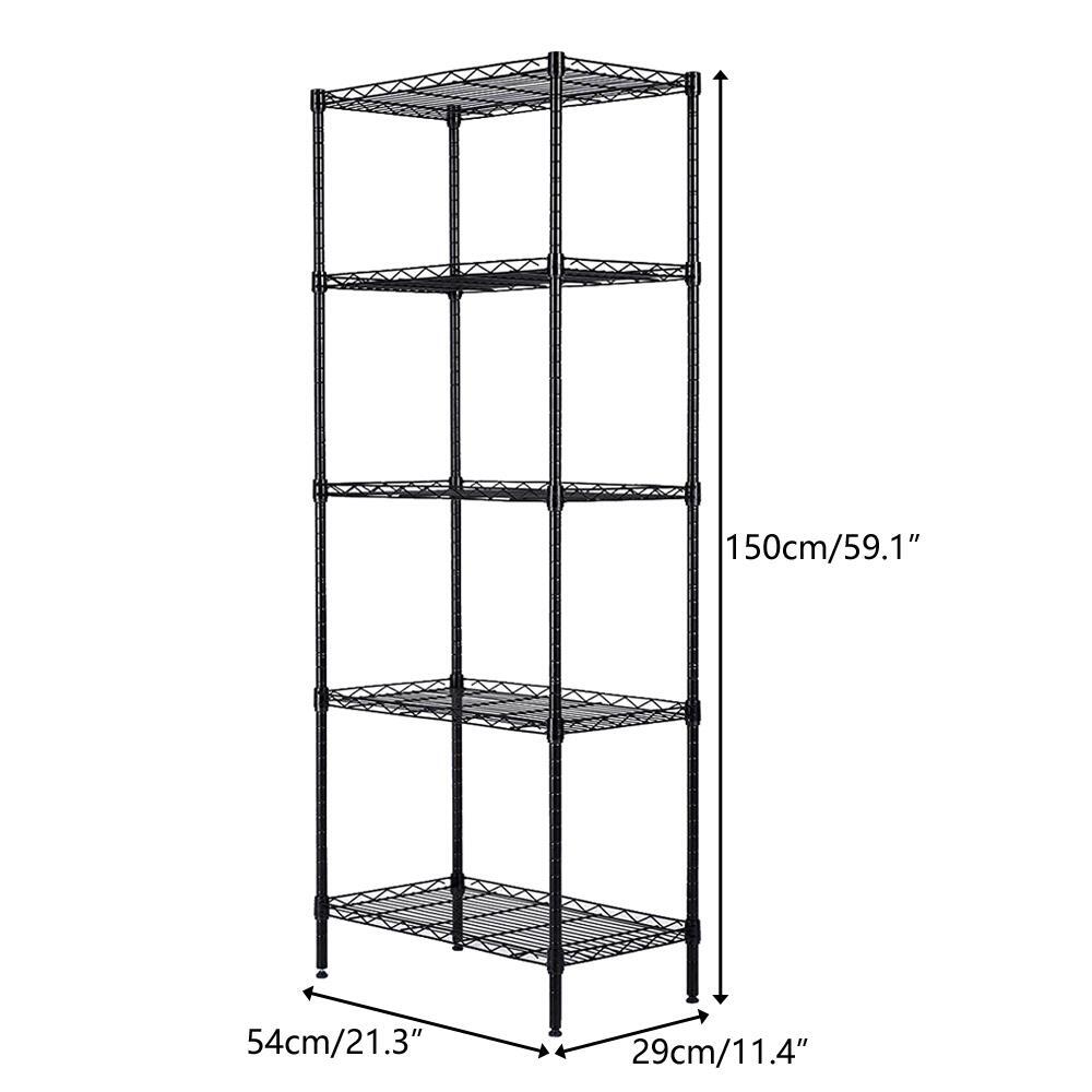 5-Tier Wire Shelves Unit Adjustable Metal Shelf Rack Kitchen Storage Organizer
