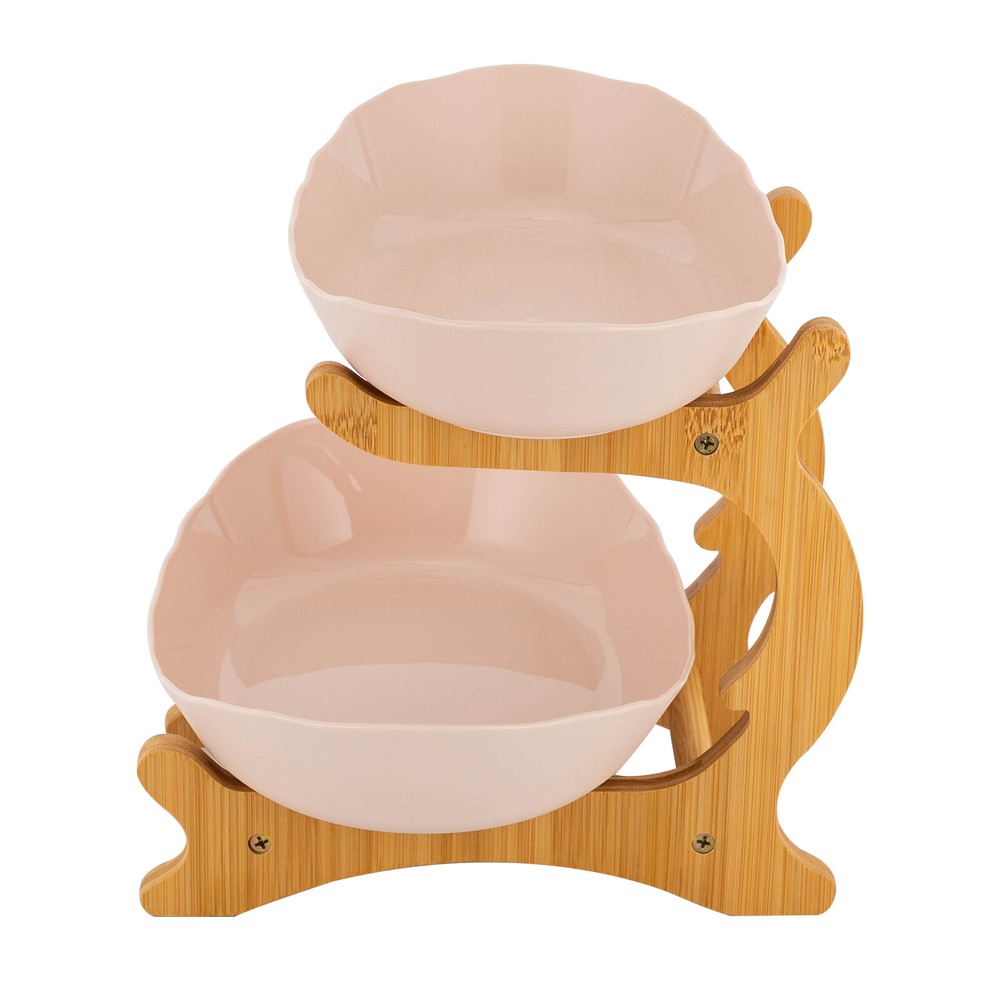 2-TierTabletop Fruit Basket Holder PP Decorative Bowl Storage Stand