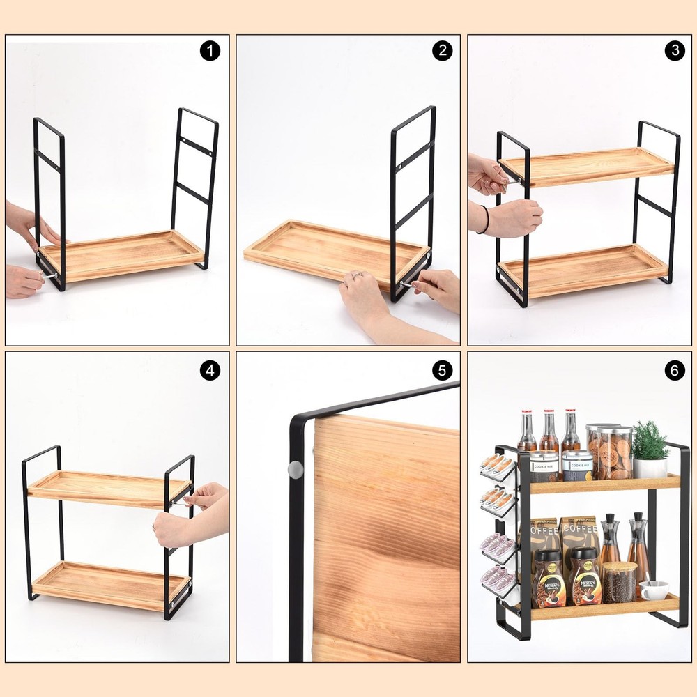 Coffee Station Organizer for Counter,Condiment Storage Caddy for Kitchen,2 Ti...