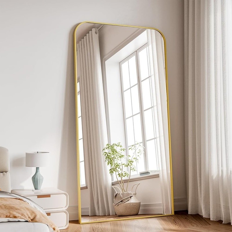 Full Length Mirror Adjustable Stand HD Glass Rectangular Frame Home Decor New