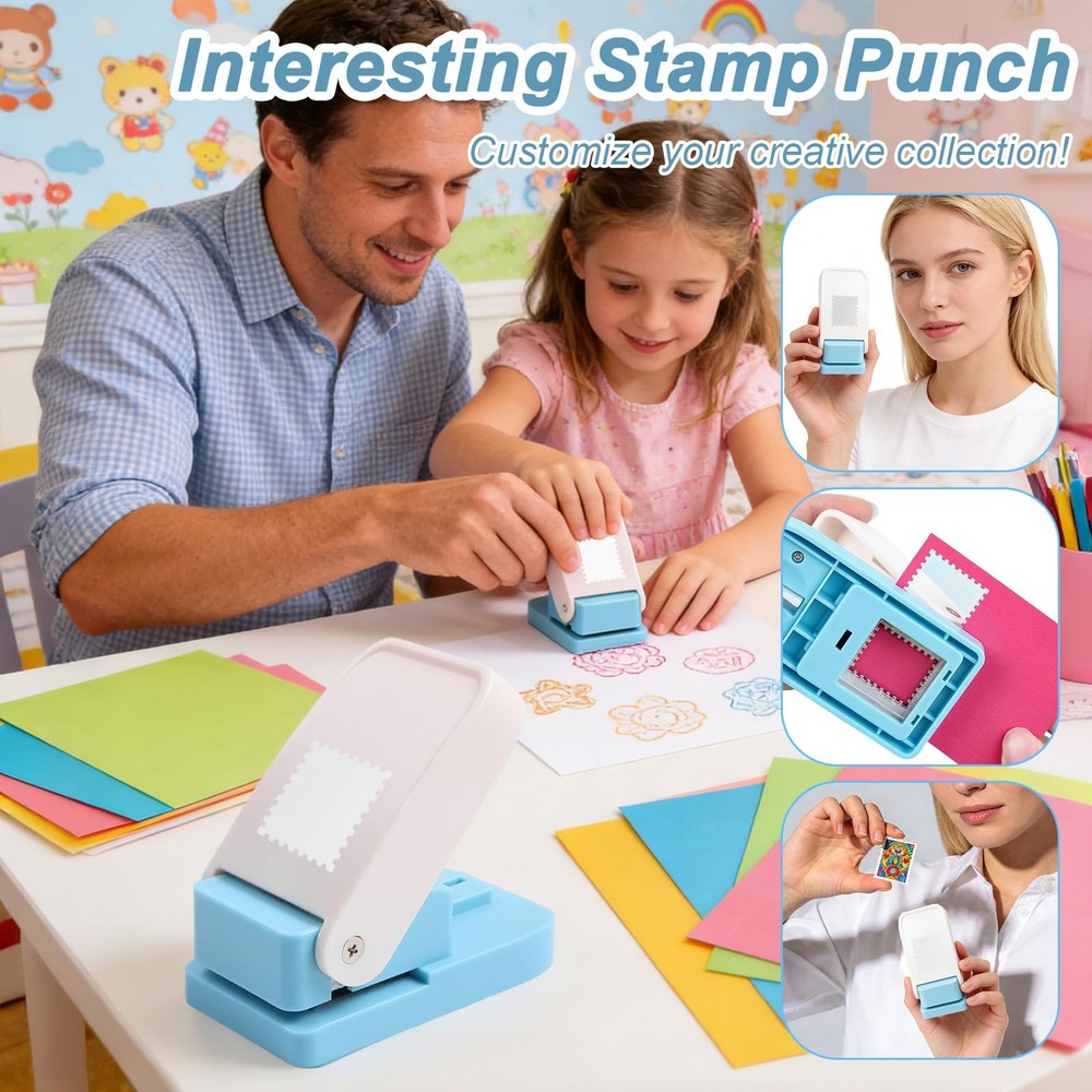 1X0.8inch Rectangular Postage Stamp Puncher Rectangle Lever Action Stamp Punc...