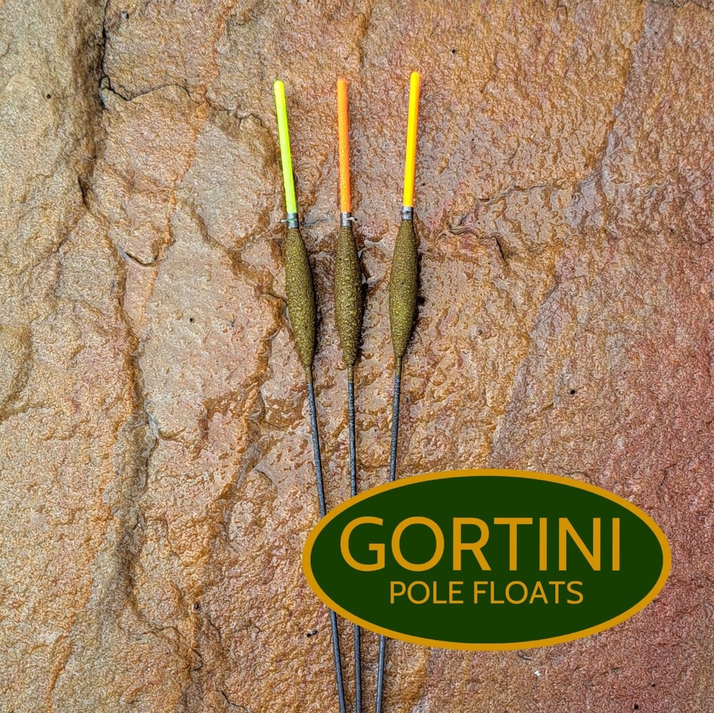 3 no. Handmade GORTINI No. 1 (0.08g) Carbon Chianti  'Solid core tip' pole float