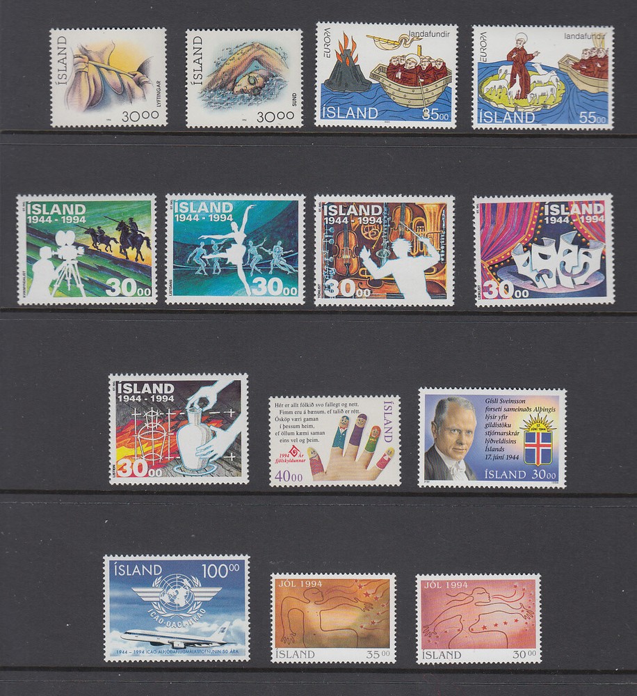 Iceland Complete Year 1994 Mint Never Hinged