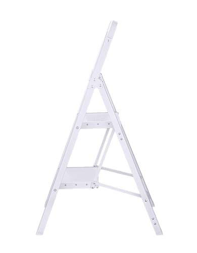 BIBKOKE Step Ladder Folding 2-Step White Finish 2 Step-standard,