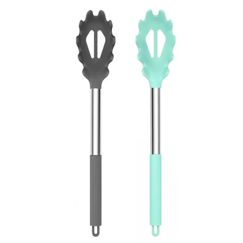 2Pcs Silicone Spaghetti Spoon Pasta Fork Spaghetti Strainer Noodle Spoon Server