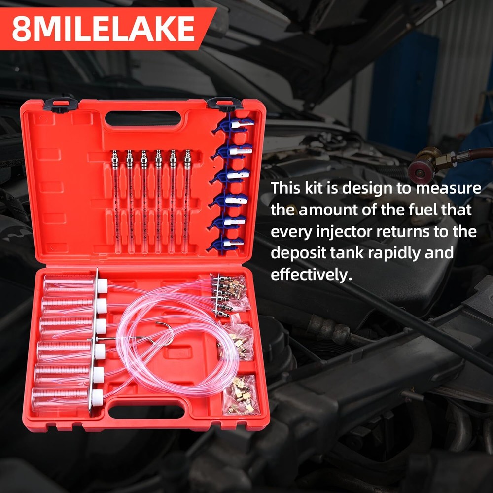 8 Cylinder Diesel Injector Flow Meter Tester Common Rail Adaptor Test Tool Kit